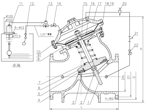 F145X電動(dòng)遙控浮球閥使用說明書-工作原理(圖1)